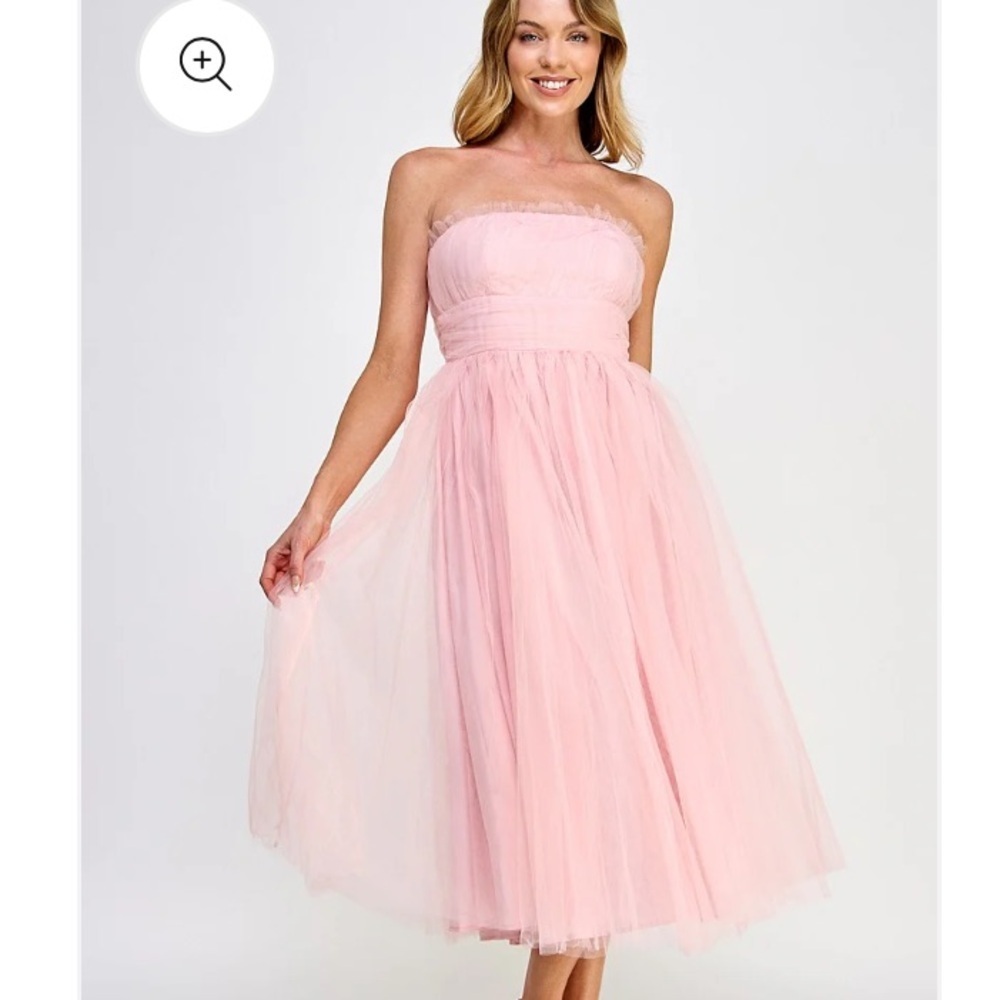 The Vintage Shop Pastel Pink Layered Tulle Strapless Dress